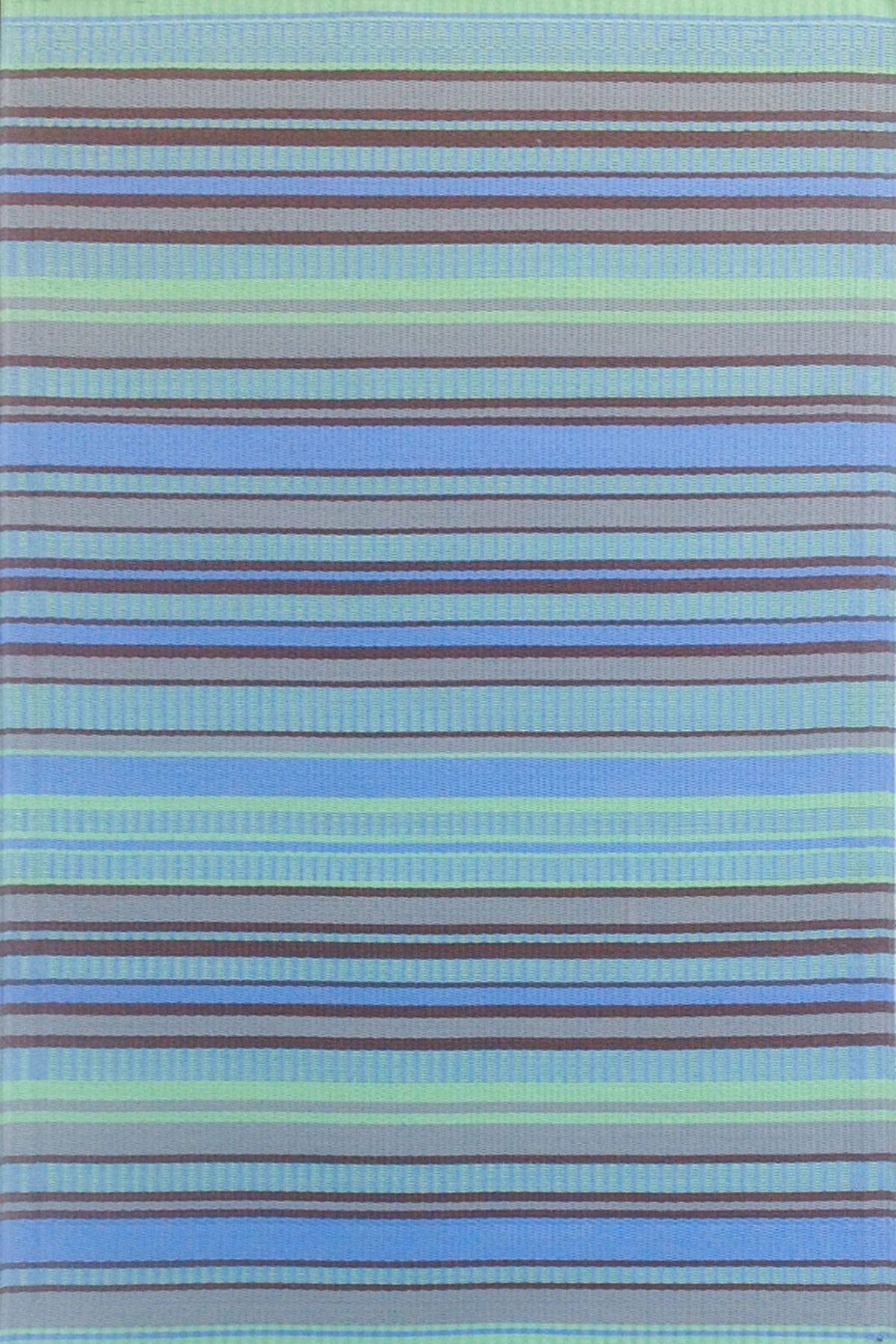 Stripes Grey &amp; Aqua Reversible Outdoor Mat