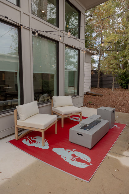 Four Lobster Red &amp; Aqua Outdoor Mat