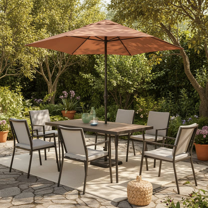 7.5 Foot Aluminum Patio Umbrella Tilt Crank Outdoor Shade - Brown