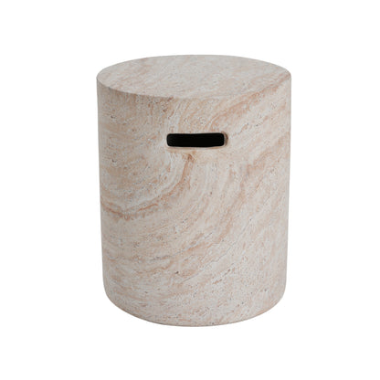 Indoor/Outdoor Concrete Side Table with Travertine Finish