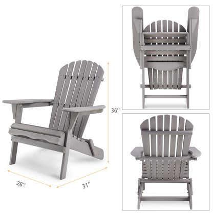 Classic Gray Cedar Wood Adirondack Chairs - Set of 2