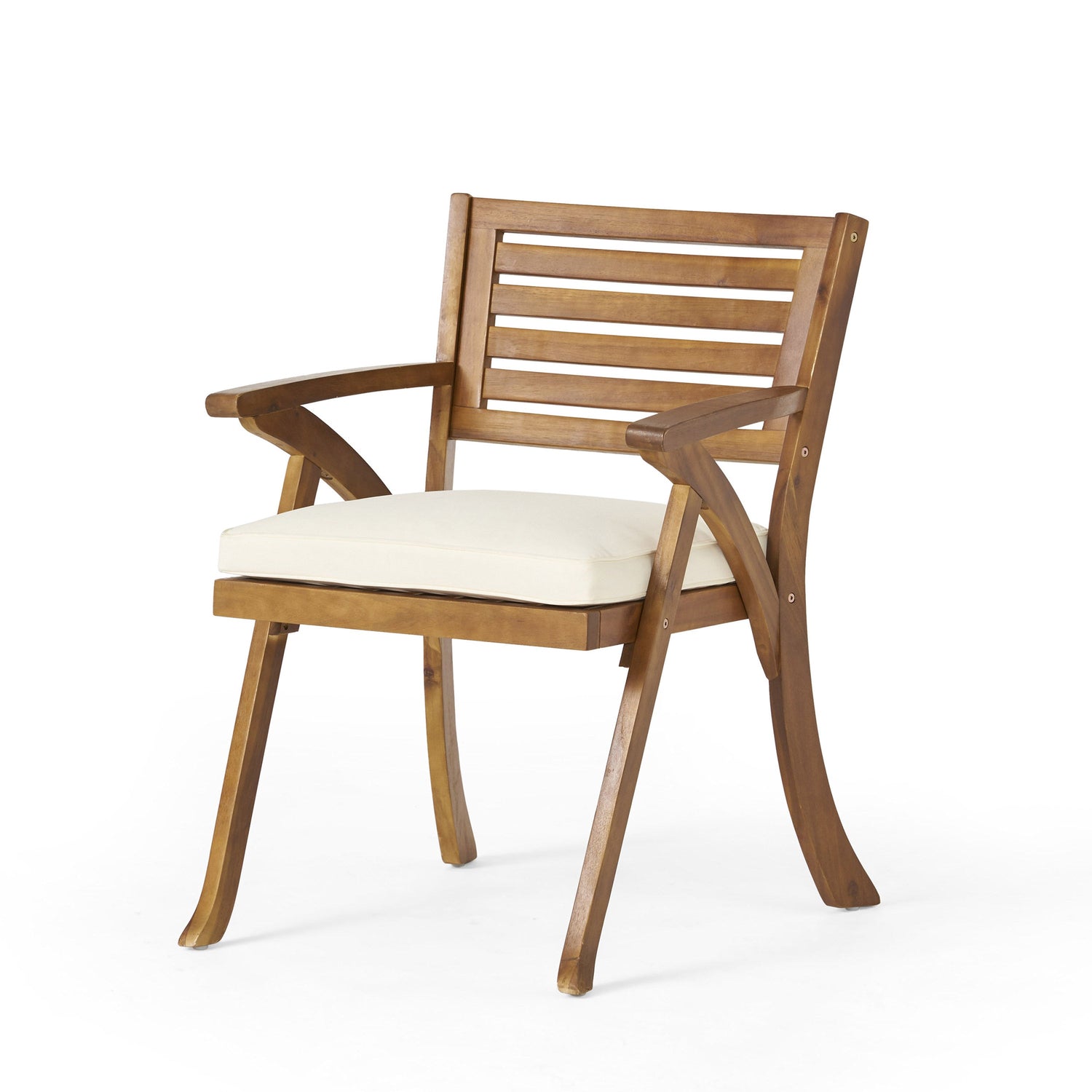 Hermosa 5 Piece Teak Wood Dining Outdoor Dining Set With Beige Cushions