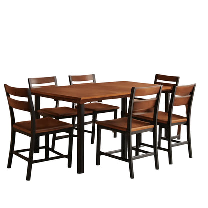 Walnut 63 Inch Extendable Dining Table Set For Six