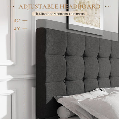 Upholstered Queen Platform Bed Frame Storage Drawers