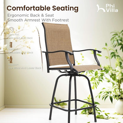 Set of 4 Outdoor Swivel Bar Stools - Tan