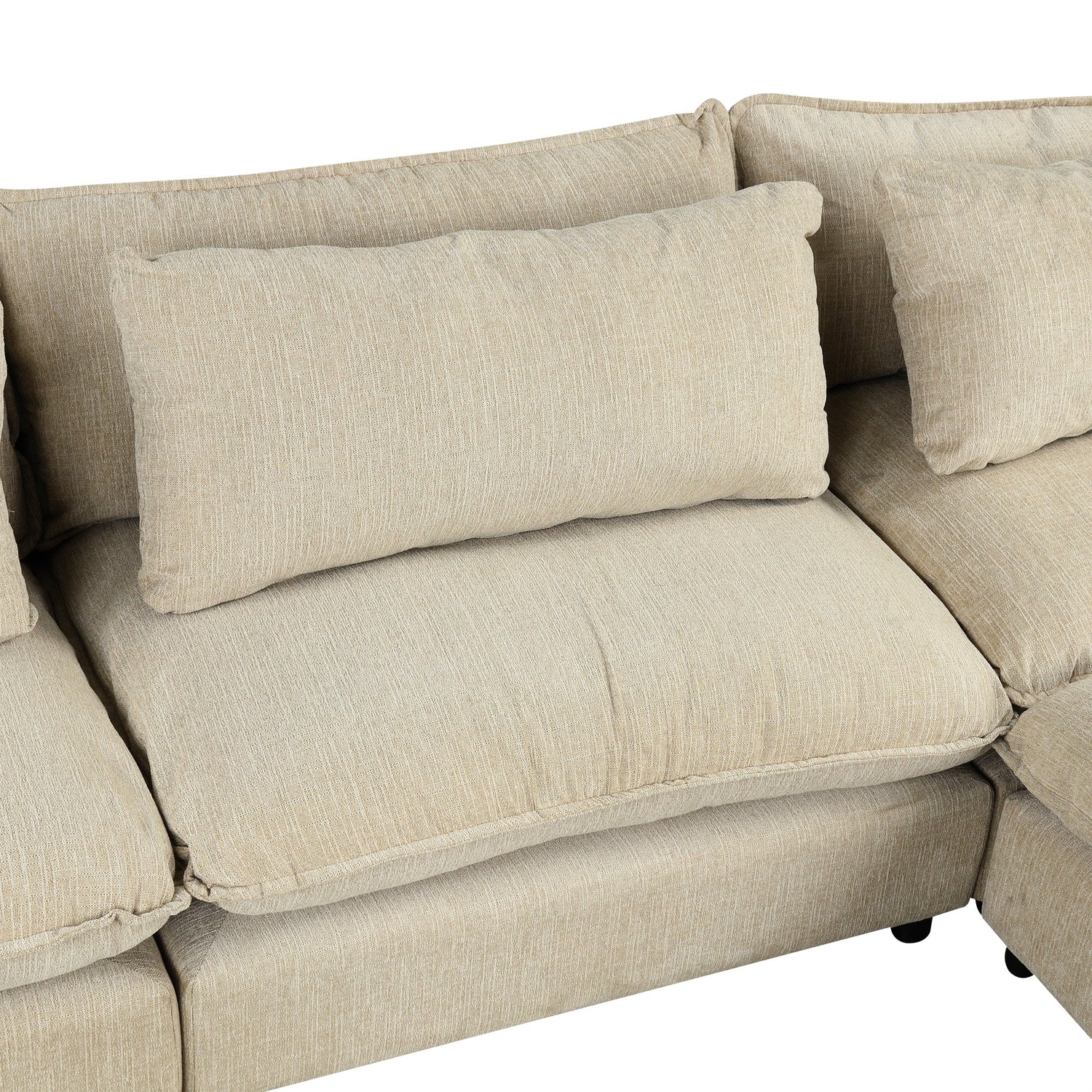 Chenille Upholstered Cloud Sofa Modular Sectional - Beige