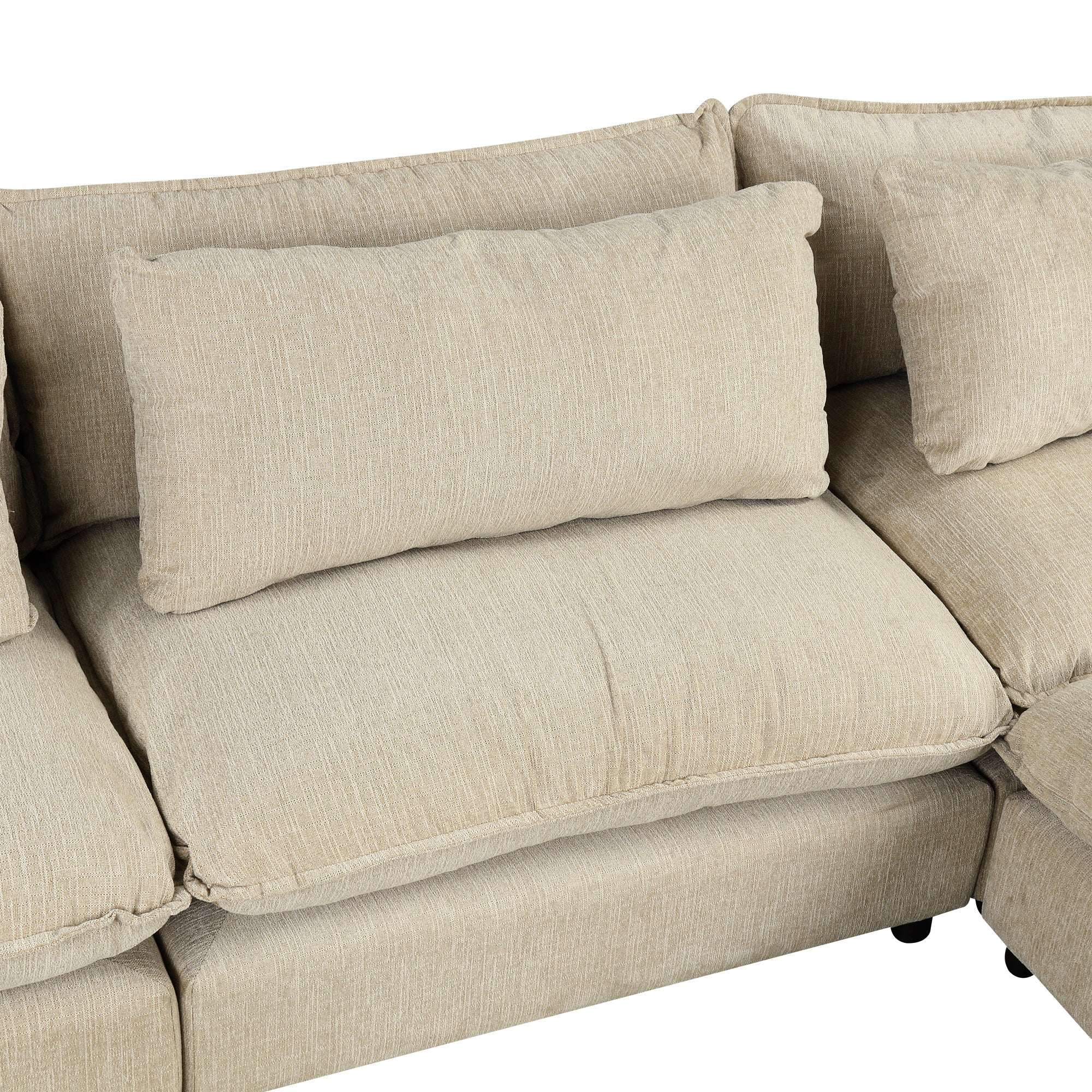 Chenille Upholstered Cloud Sofa Modular Sectional - Beige