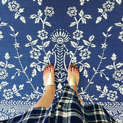 Garland Blue &amp; White Reversible Outdoor Mat