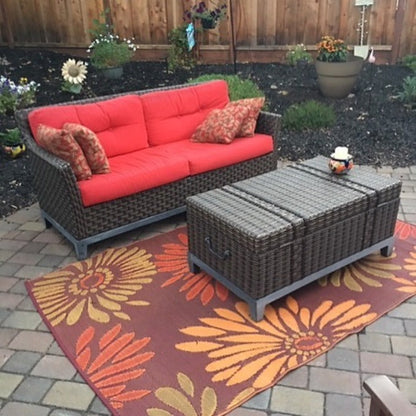 Daisy Orange/Rust Reversible Outdoor Mat