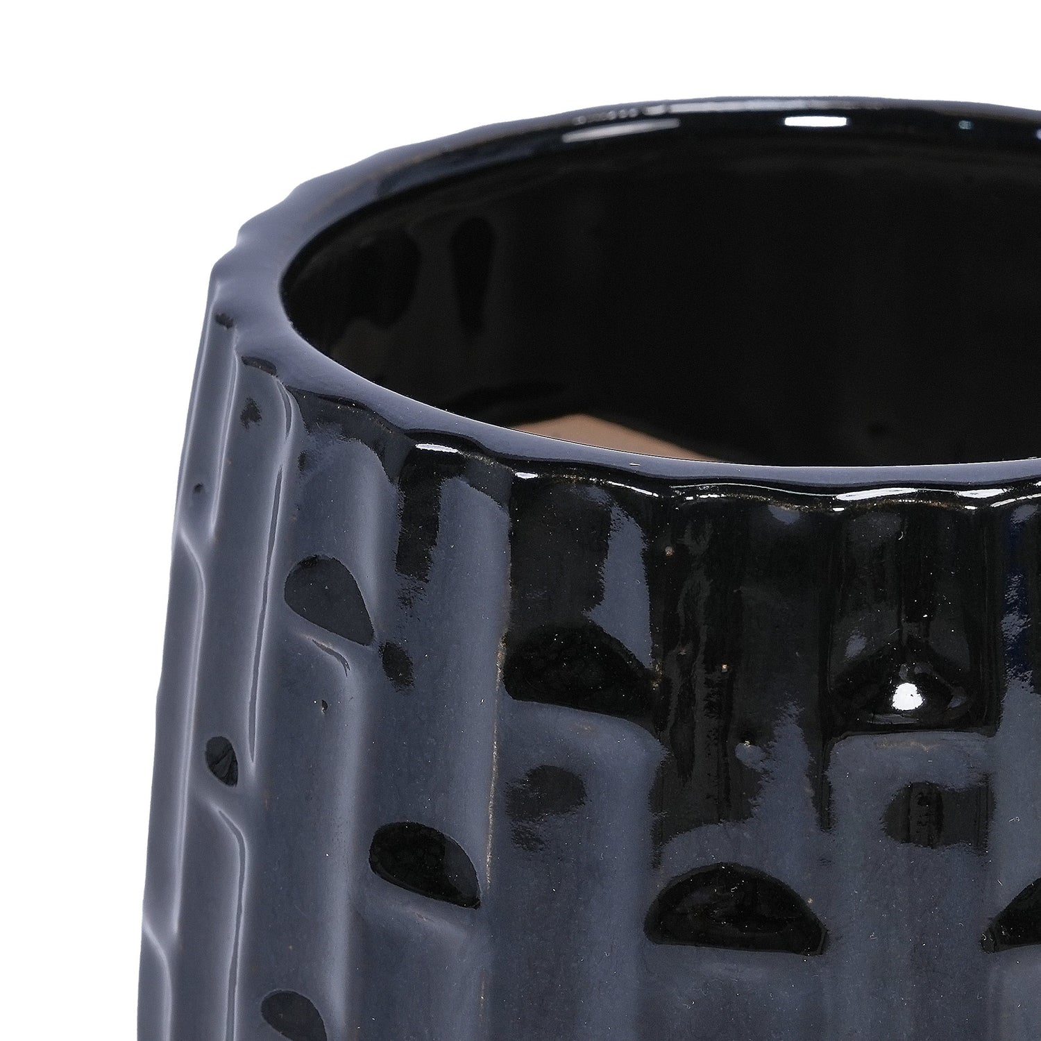 Set of 2 Patterned Ceramic Flowerpots - Black