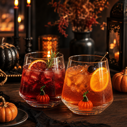 Set of 2 Pumpkin Decorative Drinkware - 12oz Clear
