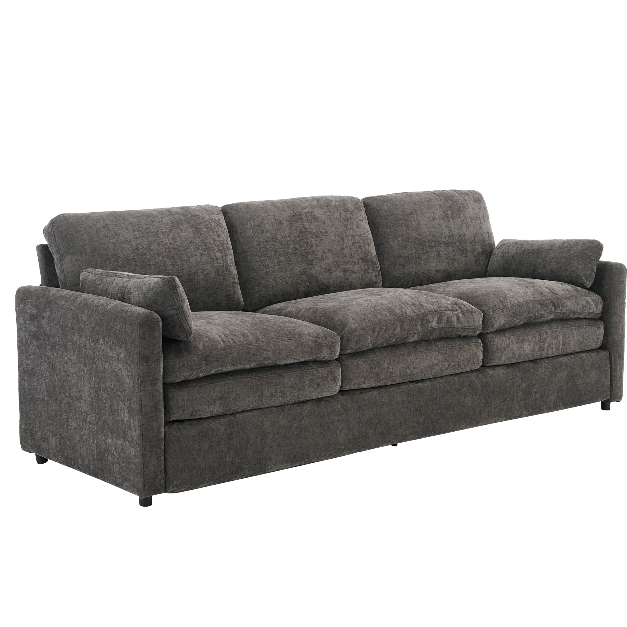 Cozy Upholstered Oversized 3-Seater Cloud Sofa in Dark Gray