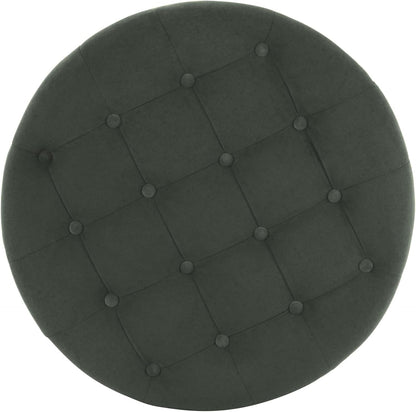 Handcrafted Loden Green Velvet Storage Ottoman