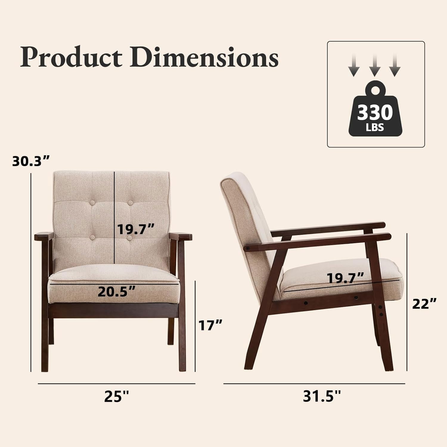 Mid-Century Fabric Upholstered Armchairs - Set Of Two
