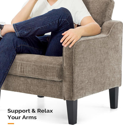 Light Brown Upholstered Living Room Armchair