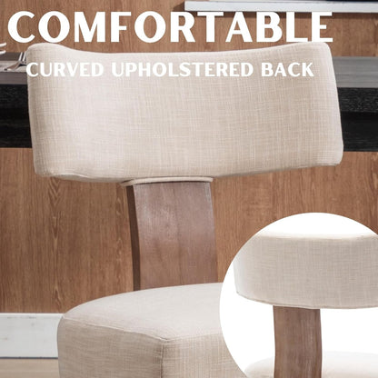Modern Linen Fabric Upholstered Dining Chairs- 6 Pc Set
