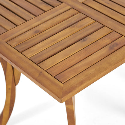 Hermosa 5 Piece Teak Wood Dining Outdoor Dining Set With Beige Cushions