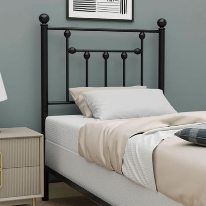 Twin Size Metal Bed Frame with Adjustable Headboard - Black