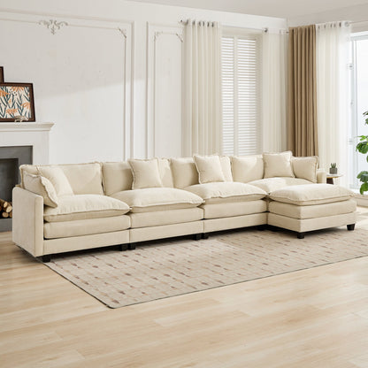 Cloud 4 Seat Sofa with Chenille Fabric in Beige