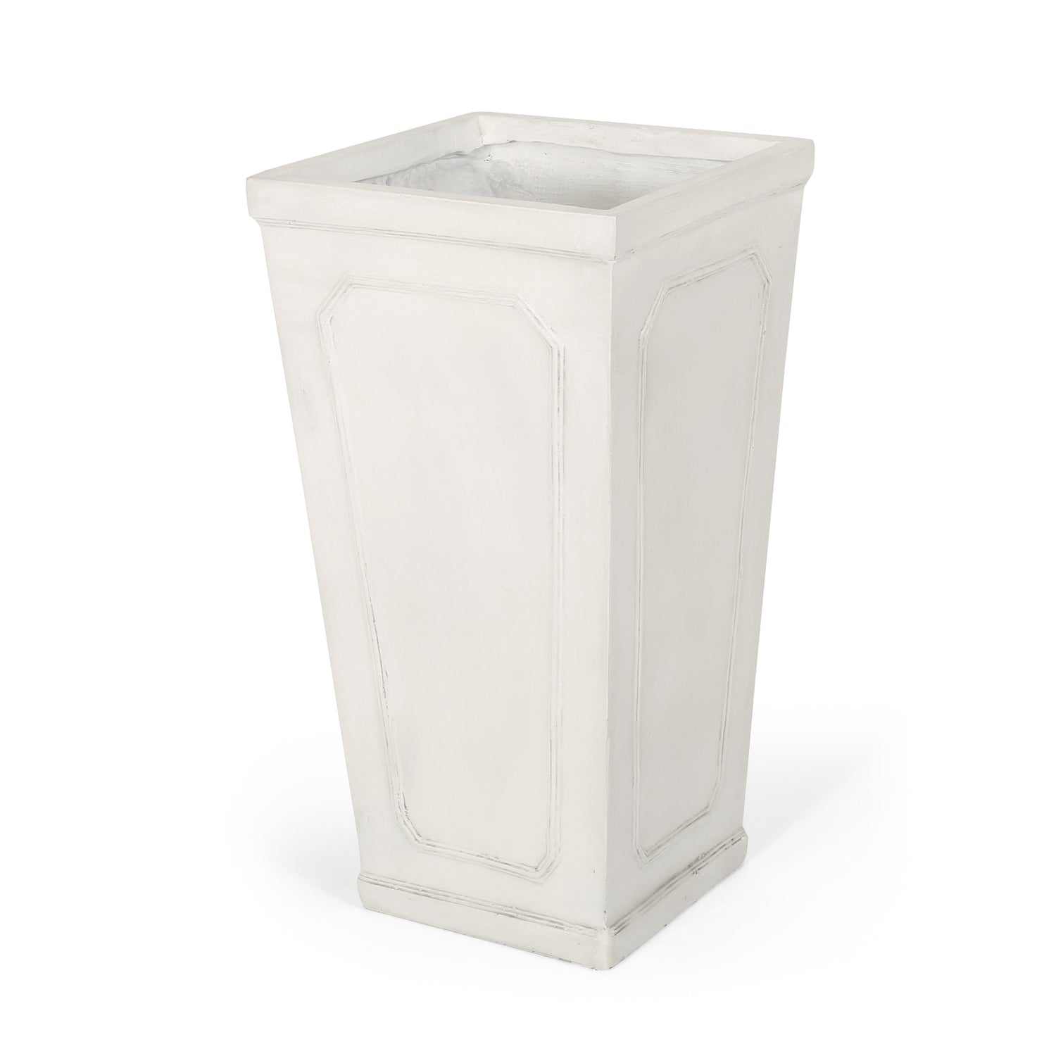 Tall Outdoor MGO Planter with Antique White Finish
