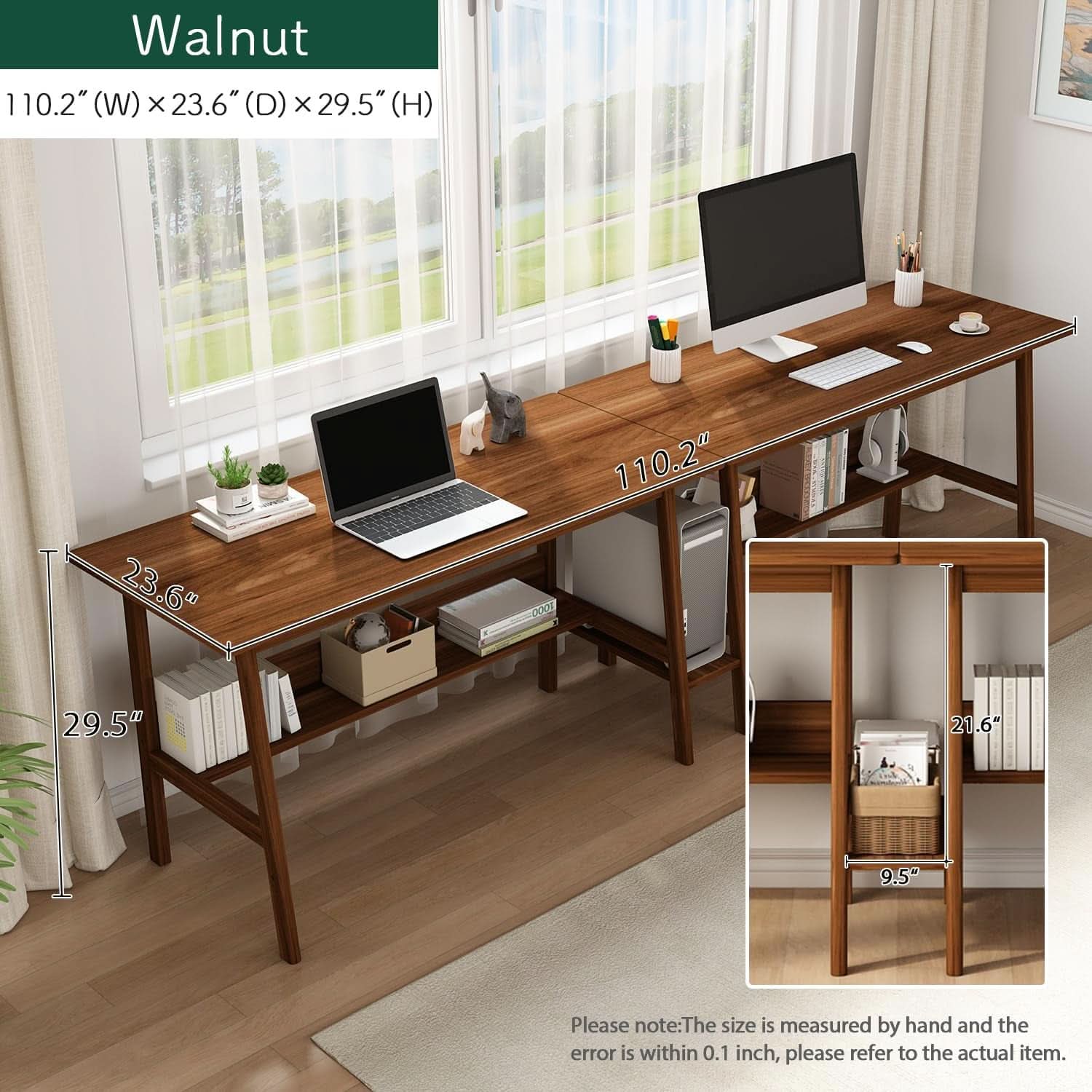 Walnut 110" Two-Person Computer Workstation