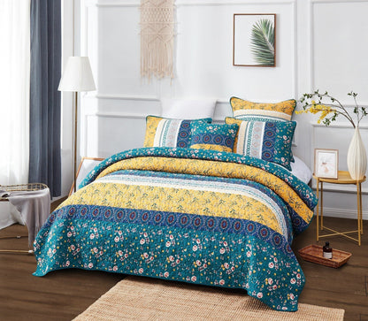 Bohemian Patchwork Bed of Flowers Patchwork Quilted Bedding