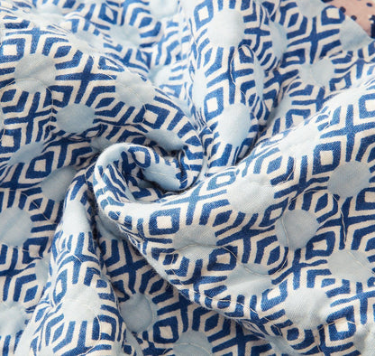 DaDa Bedding Mediterranean Blue Mint Patchwork Quilt Set