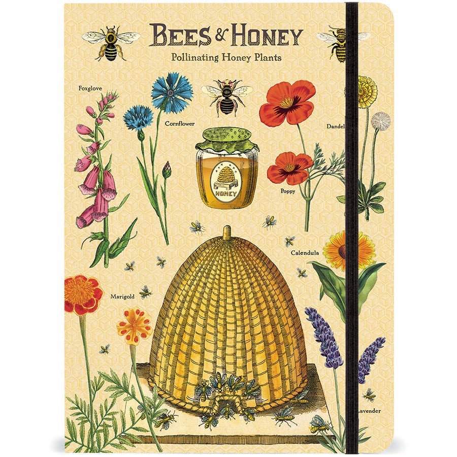 Vintage-Inspired Bees &amp; Honey Notebook Journal with Elastic Closure