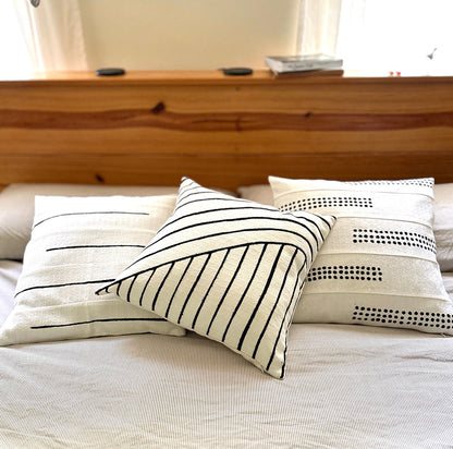 Crossing Lines White Sadza Pillow