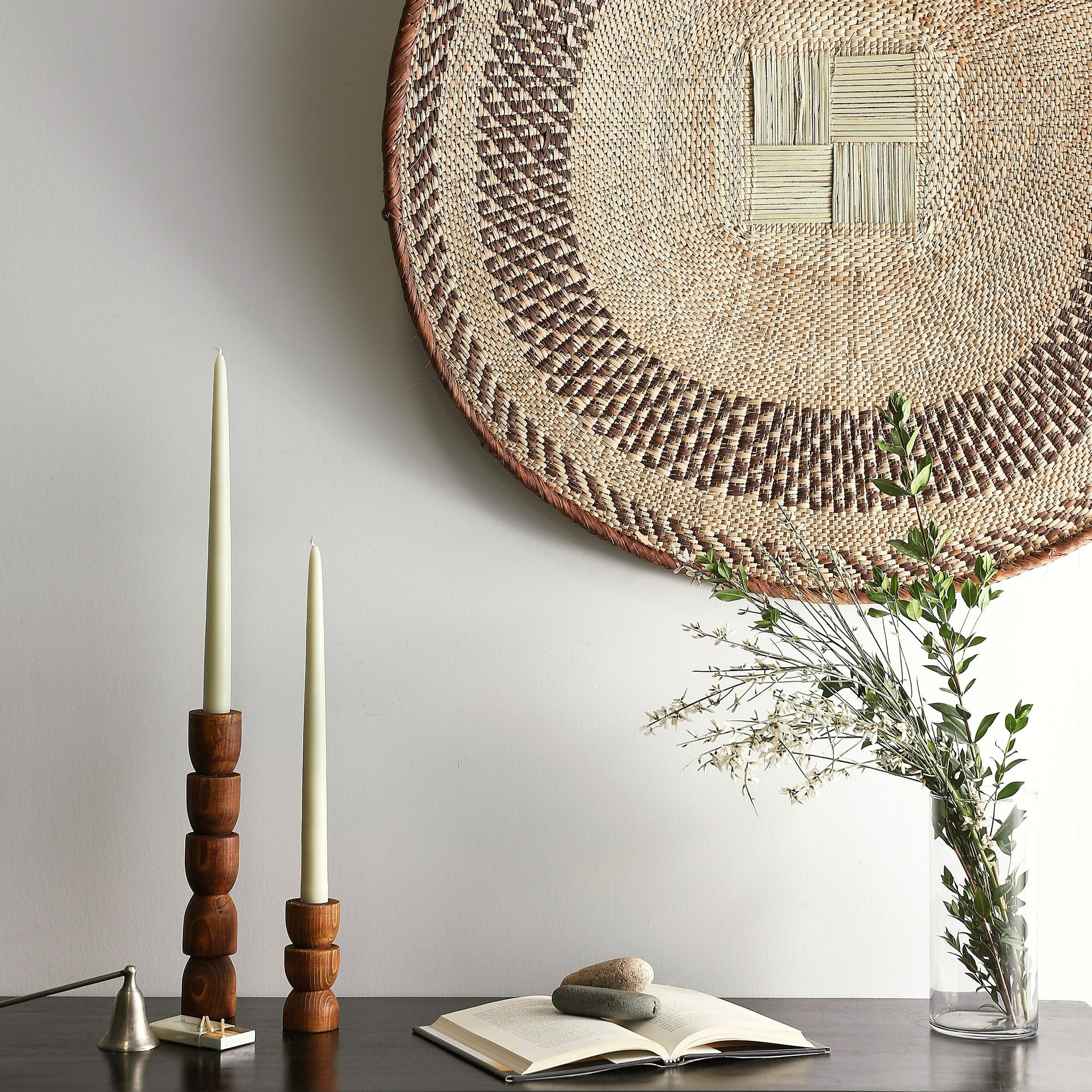 Totem Pine Wood Taper Candlestick Holders - Multiple Colors and Sizes