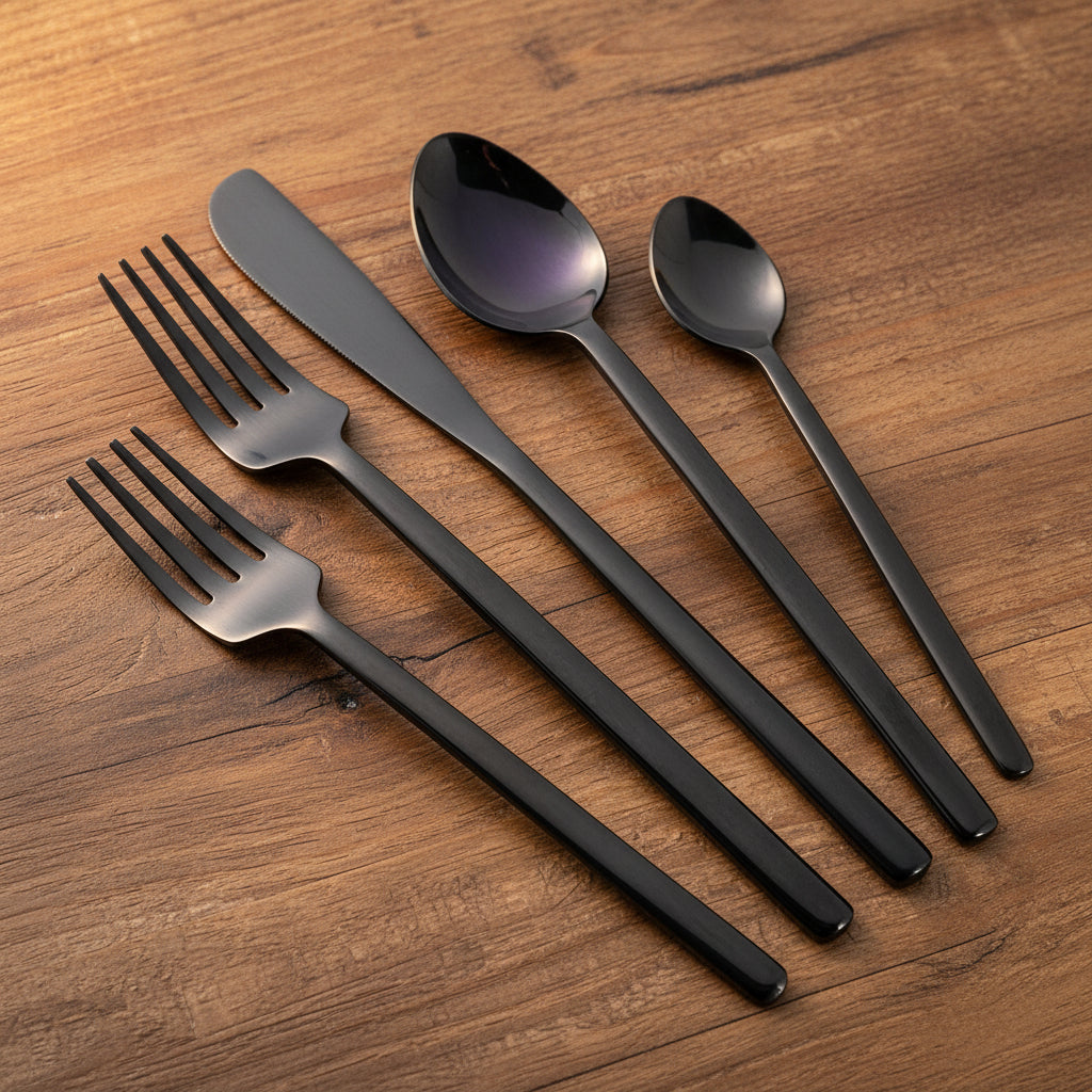 20 Piece Flatware Set - Black
