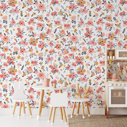 In Bloom Wallpaper - White