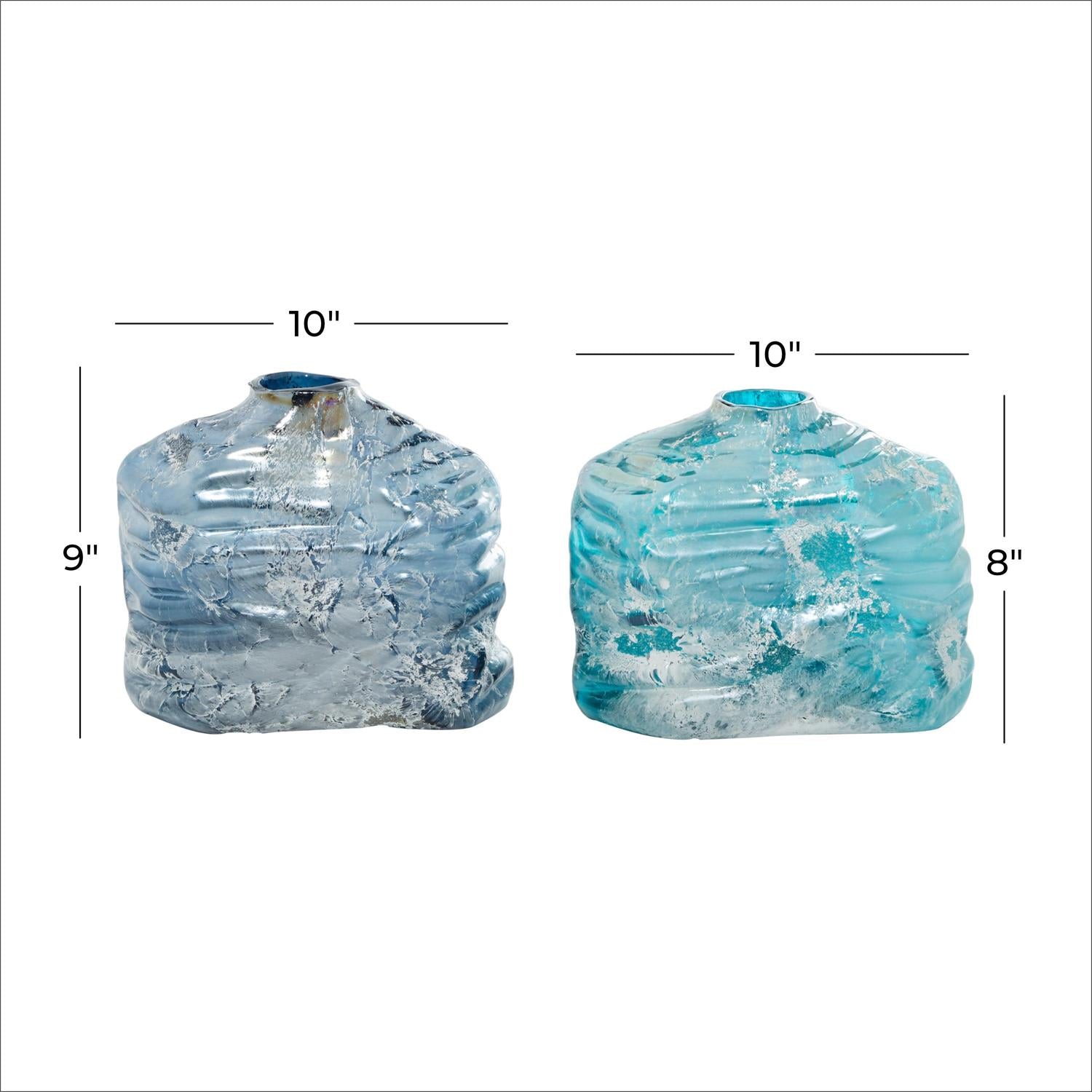 Blue Glass Handmade Blown Decorative Vase