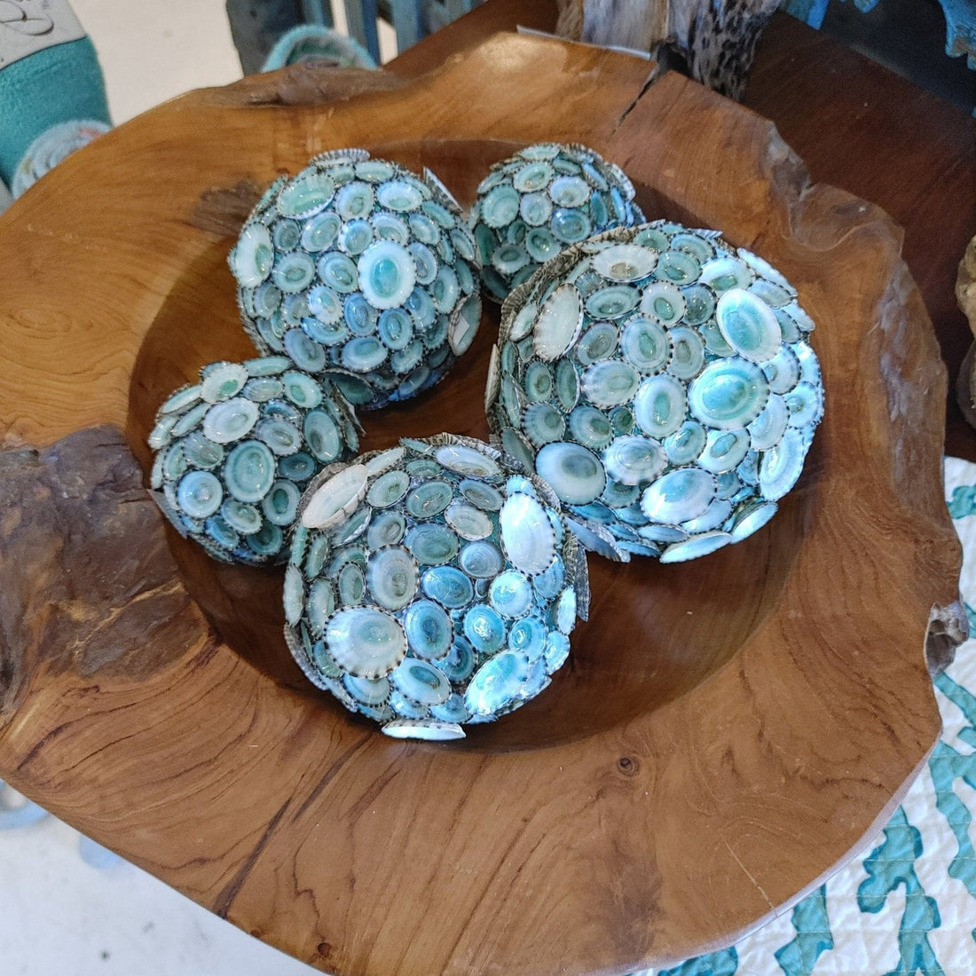 Handmade Blue-Green Limpet Sphere Balls