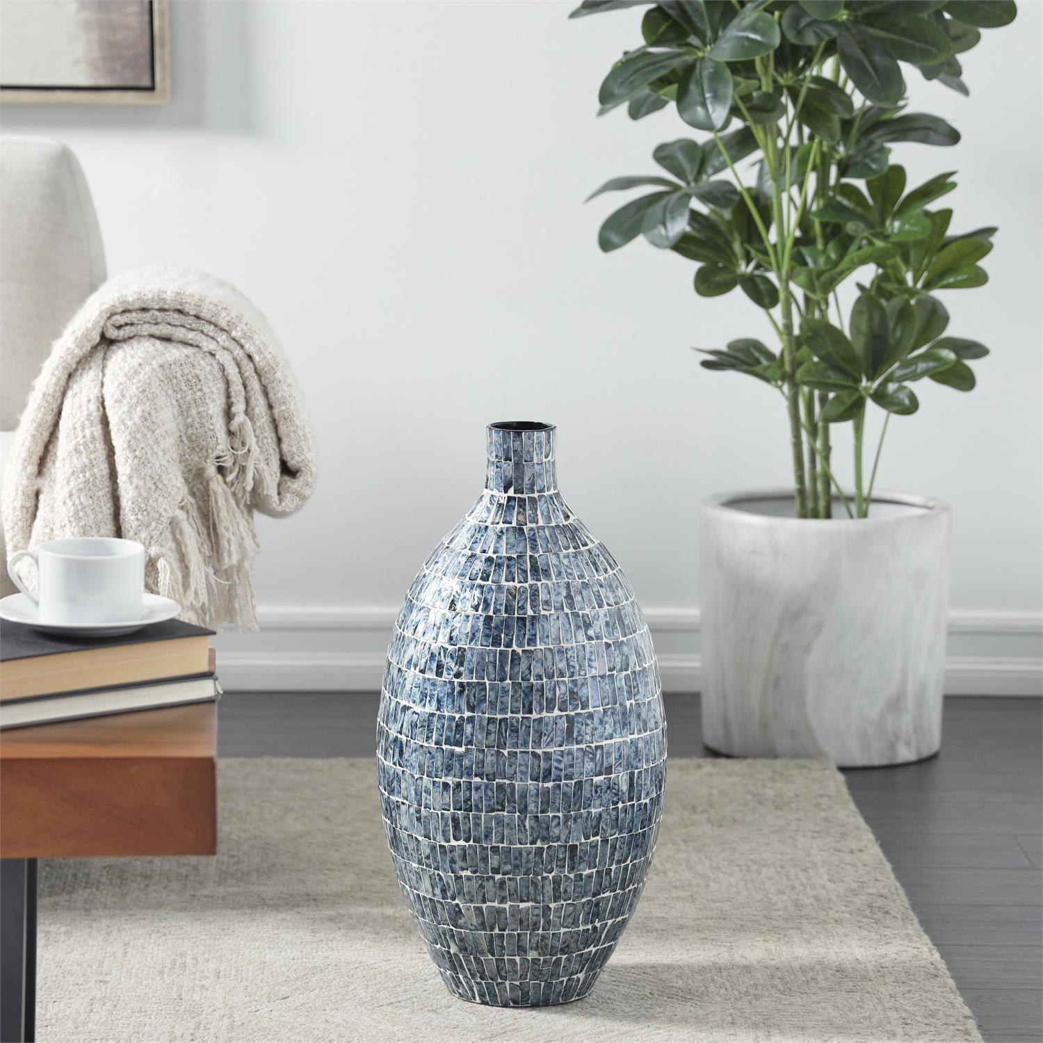 Blue Mother of Pearl Handmade Mosaic Decorative Vases