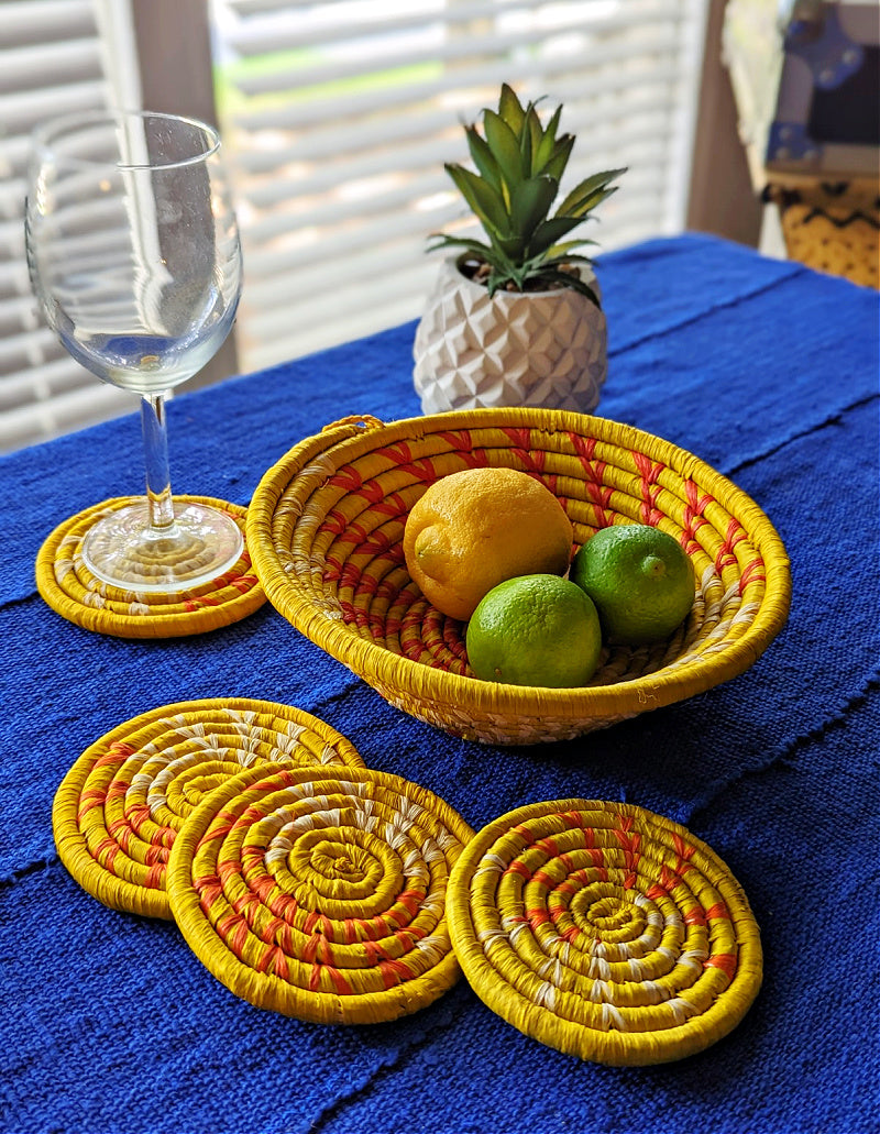 Small Woven Raffia African Baskets - Multiple Colors