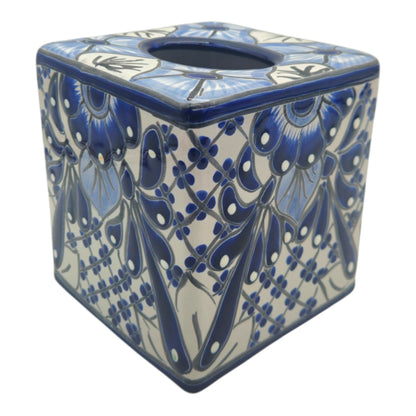 Blue &amp; White Talavera Tissue Box | Handmade Mexican Accent