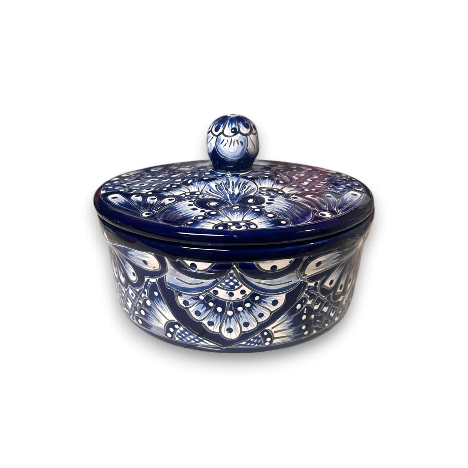Blue &amp; White Talavera Tortilla Warmer | Handmade Mexican Kitchenware
