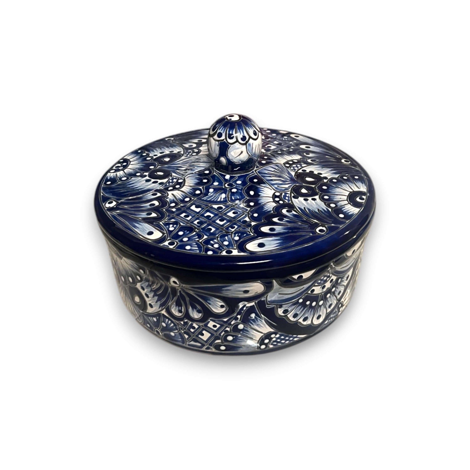 Blue &amp; White Talavera Tortilla Warmer | Handmade Mexican Kitchenware