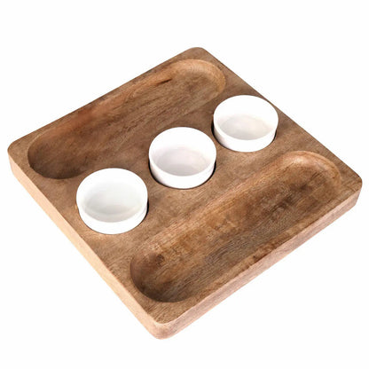 Bouffe Acacia Wood &amp; Ceramic Food Platter