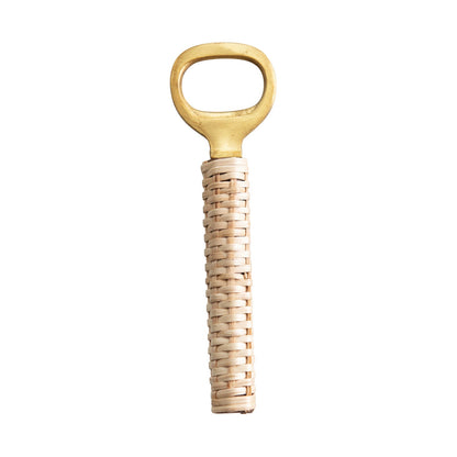 Brass Bottle Opener with Bamboo Wrapped Handle