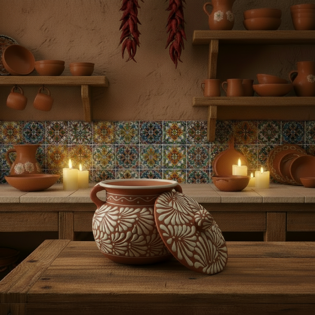 Talavera Frijolero Bean Pot with Lid | Mexican Clay Pot