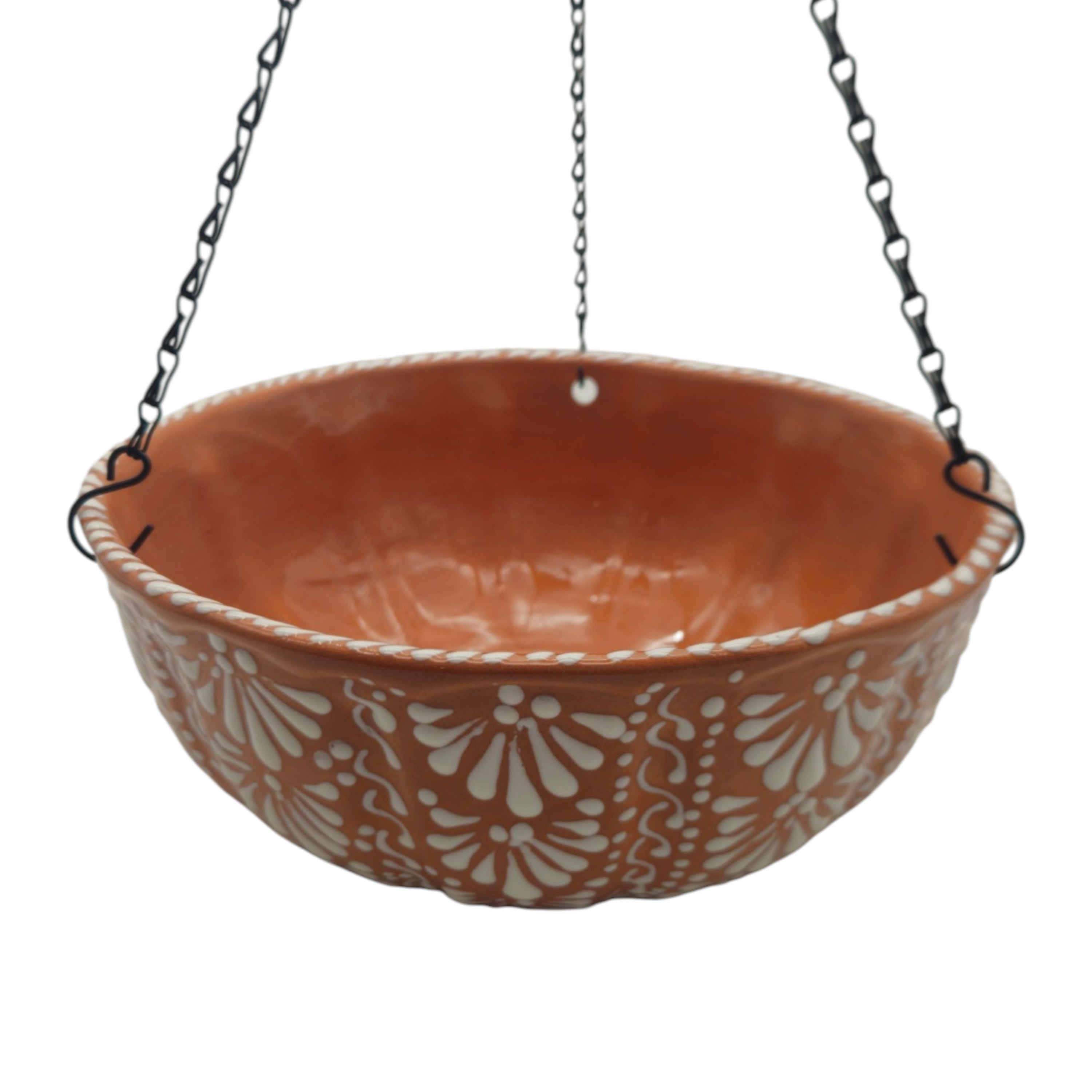 Brown &amp; White Talavera Hanging Planter | Mexican Ceramic Pot