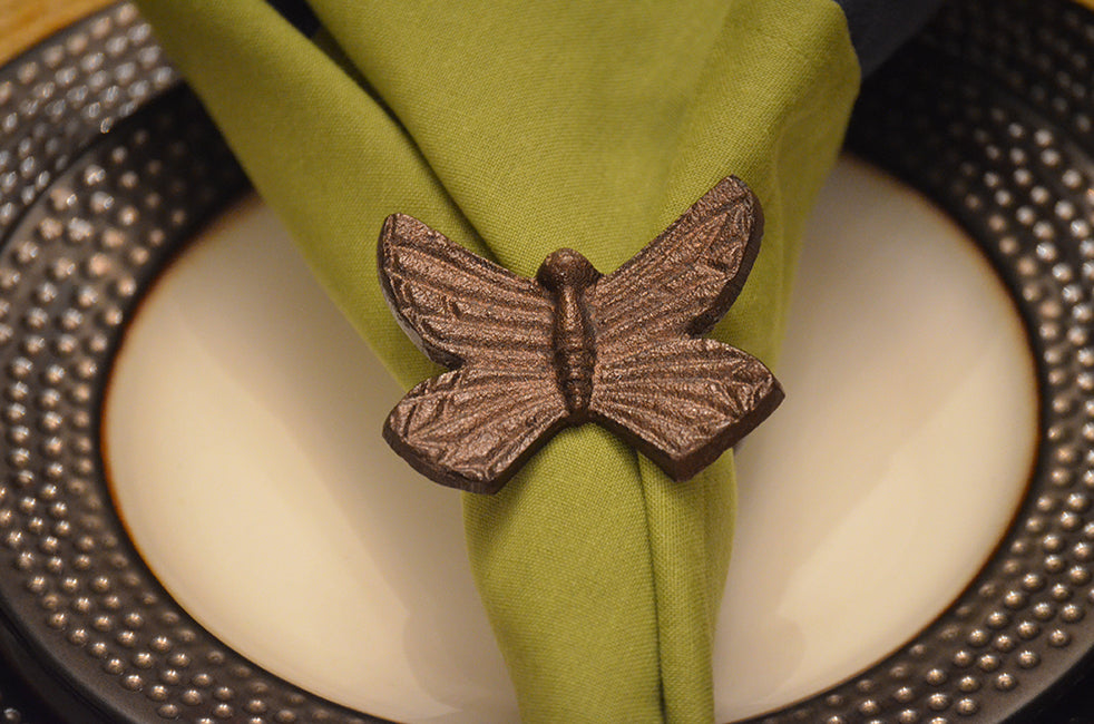 Butterfly Antique Bronze Napkin Rings - Set of 4