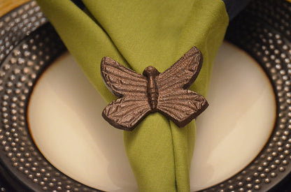Butterfly Antique Bronze Napkin Rings - Set of 4