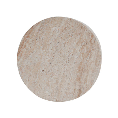 Indoor/Outdoor Concrete Side Table with Travertine Finish
