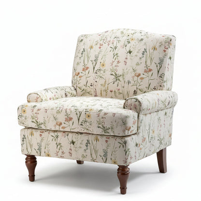 Floral Upholstered Accent Chair With Removable Cushions