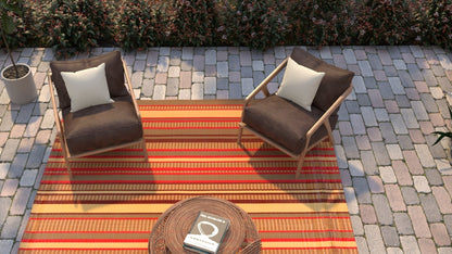 Stripes Warm Brown/Red Outdoor Mat