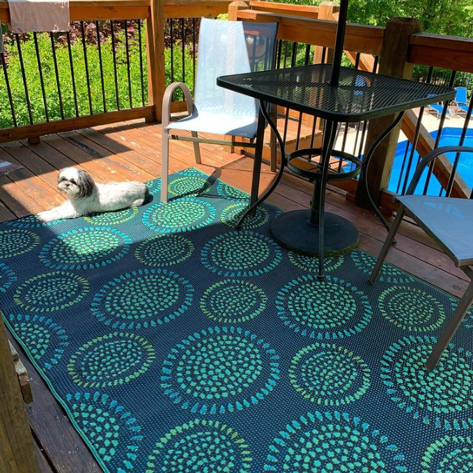 Molly Navy &amp; Aqua Outdoor Mat
