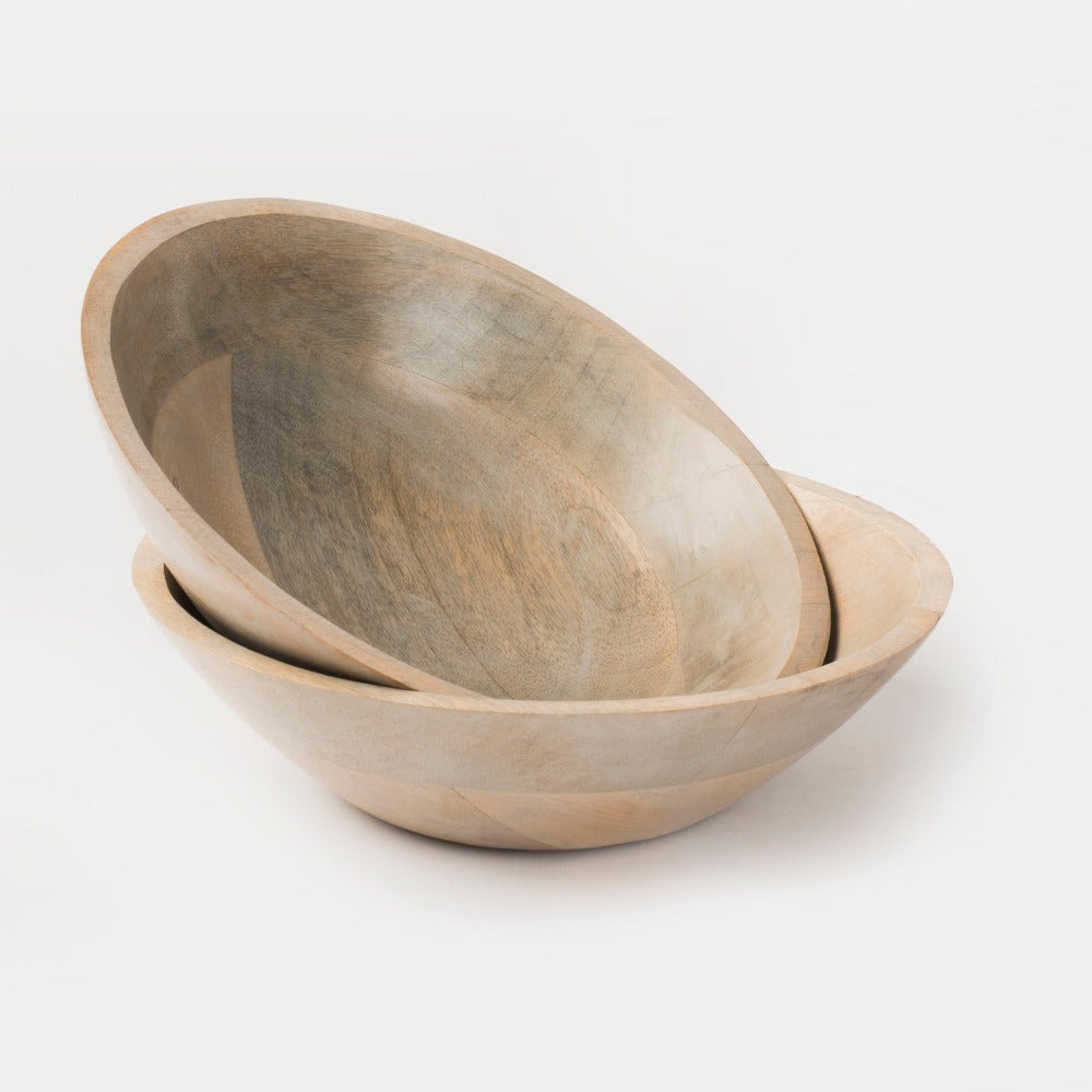 Stackable Mango Wood Bowls - Rustic Grey